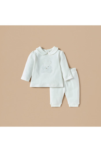 giggles Bear Applique Top and Pyjama Set