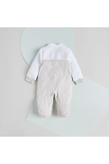 giggles Textured Sleepsuit with Long Sleeves and Snap Button Closure
