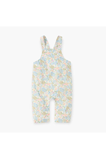 giggles Giggle Floral Print T-shirt and Dungaree Set
