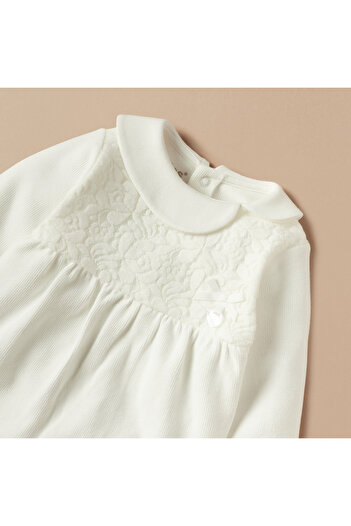 giggles Floral Ribbed Sleepsuit with Stylized Collar