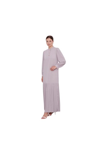 Levidor Judge Collar Skirt Pleated Chiffon Dress