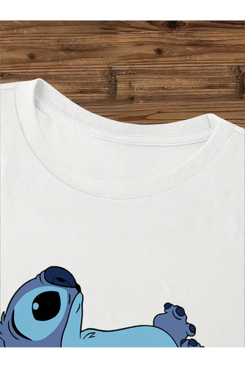 AEMİ Μπλουζάκι Unisex Stich με στάμπα Oversize Crew Neck