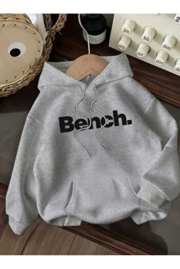 caddekombin Φούτερ με κουκούλα με στάμπα Bench, βαμβακερό γκρι με τσέπες