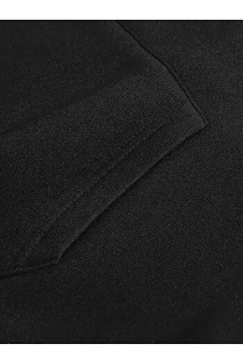 caddekombin LA Rock The World Arka Baskılı Kapüşonlu Cepli İçi Yünlü Siyah Sweatshirt