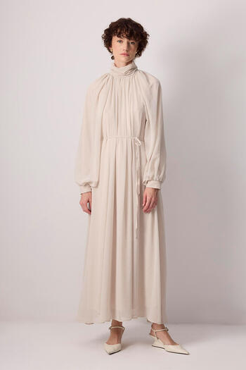 Touché Privé Stone Embroidered Balloon Sleeve Dress