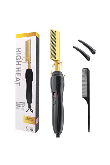 Türkiye Professional 2 in 1 Hot Heating Straightener Iron Brush Hair Curler Straightening Electric Hot Comb