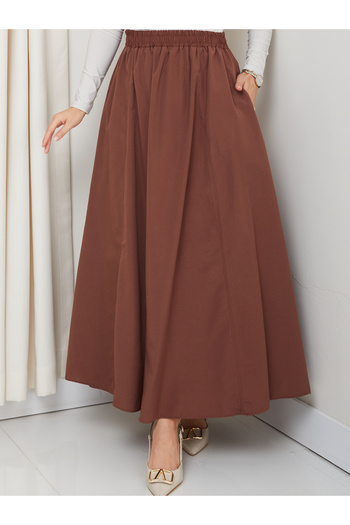 FERHEL 6 Piece Flared Hijab Skirt with Pockets and Elastic Waist