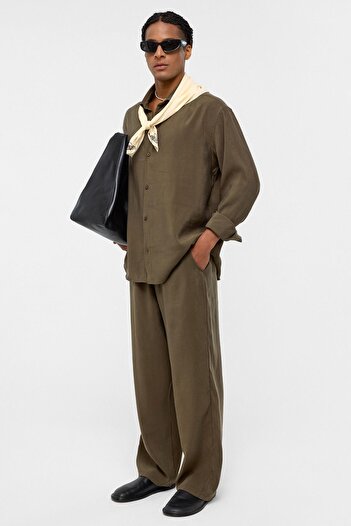 VAMOSCLO Baggy fit modal fabric trousers khaki