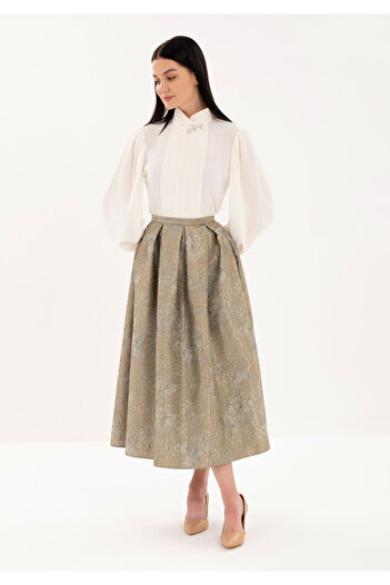 Guzella Premium Jacquard Pleated Midi (90cm) Size Princess Skirt