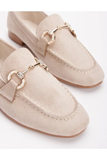 Furkan Tak Takıştır METAL TOKALI KADIN LOAFER AYAKKABI SÜET