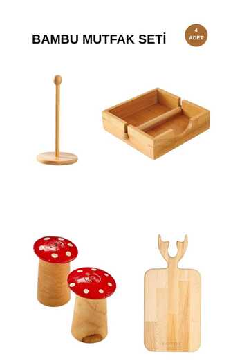 kamptek kamp teknolojisi Kamptek Wooden Workshop Kitchen Set Square Vertical Towel Napkin Holder Cutting Board Salt Shaker Set Colorful