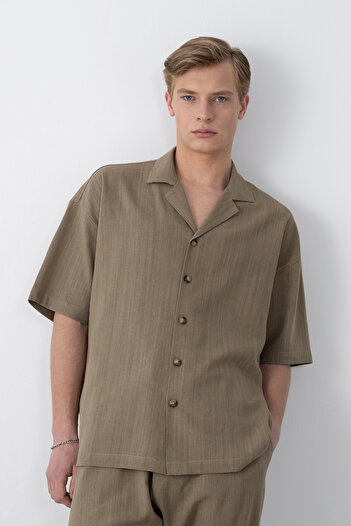 İLKCET MODA Oversize Button Detail Men's Shirt