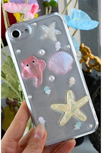 Go Aksesuar iPhone 7 - 8 - Se 2020 - Se 2022 Compatible Flexible Silicone Case with Stingray 3D Toy Design