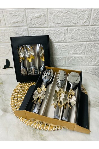 LİLA HOME Service Tongs Set Butterfly Model 3-Piece