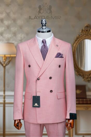 ilayda emir Rose Dusty Color Men's Double Breasted Suit