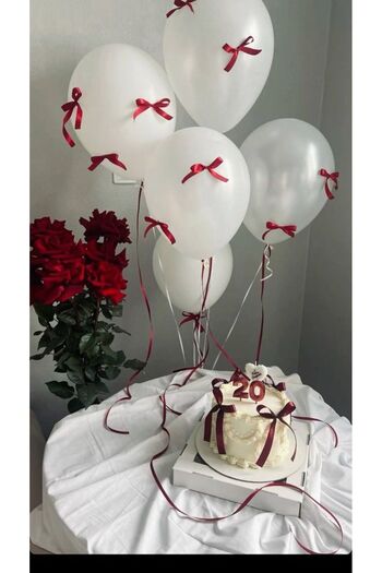 Fiyonks Atölye Bow Ribbon on Cake Balloon 4 Large Ribbons + 20 Small Ribbon Decorations