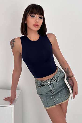New Now Modal Fabric Crew Neck Sleeveless Body
