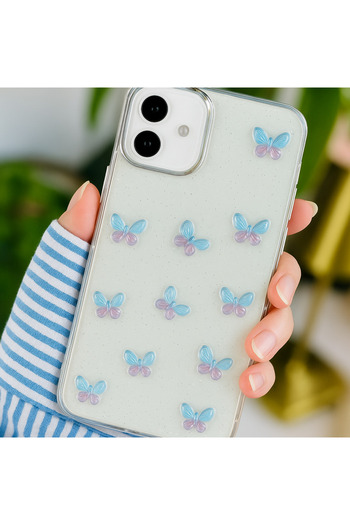 Go Aksesuar Iphone 11 Şeffaf Mini Kelebek Epoksili Oyuncaklı Silikon Kılıf