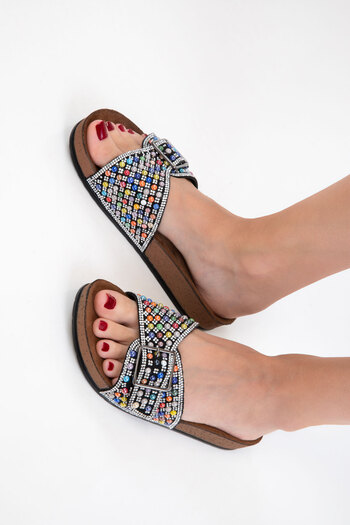 SOHO Schwarz-Multi Damen-Hausschuhe 20758