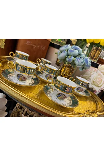 thun Esterhomedecor 6-Person Czechoslovakian Porcelain Fragonard Coffee Cup Set