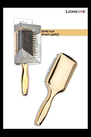 Lionesse Hair Brush 8590 Gold - Large Surface, Easy to Comb, Metallic Color