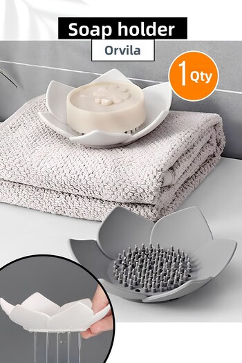 Orvila Elastic Lotus Αντιολισθητική θήκη σαπουνιού και σφουγγαριού Σιλικόνη Organizer μπάνιου