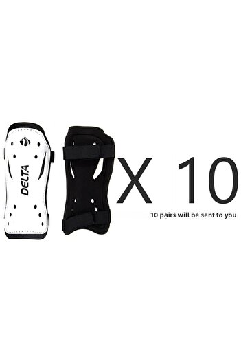 Delta 10-Piece White Shin Guard Football Set - Double Velcro Kaval Protector