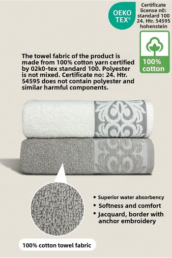 Ellaline Roma Set of 2 100% Cotton Certified Beyza & Milk Towels 60X100Cm