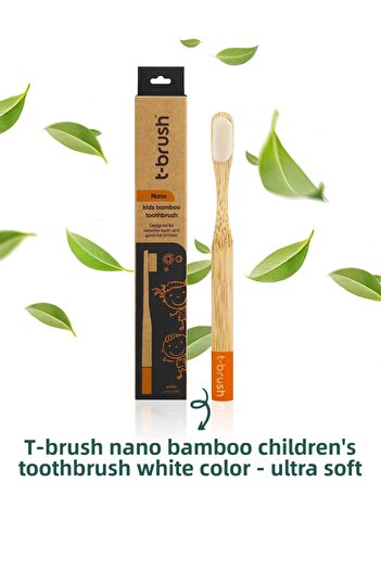 TBRUSH Nano Natural Bamboo Vegan Children's Toothbrush - White Color - Ultra Soft - Plastic Free