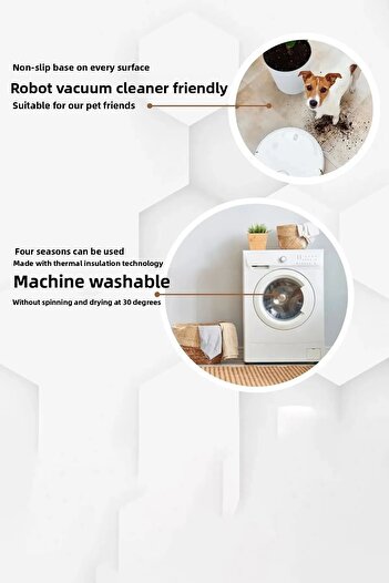 df home Digital Printed Non-Slip Washable Bath Mat - 3151 Model (60X100)+(50X60)