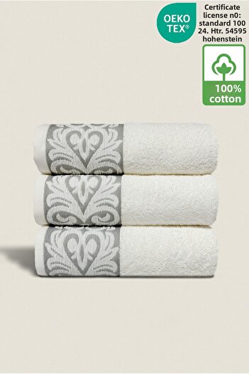 Ellaline Roma 3-Piece Towel Set 100% Cotton Certified, Hand Face Kitchen Towel, Dowry Jacquard Embroidery 60X100Cm