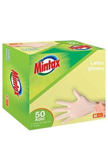 Mintax Latex Gloves Powdered 50 Pieces