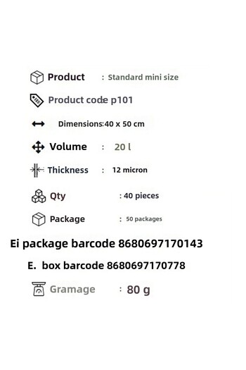 Polmix Mini Size 40X50 80 Gr 50 Garbage Bags