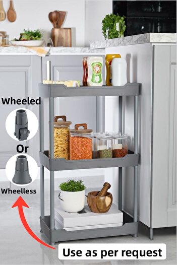Bayev Clasy Grey 3-Tier under Sink Organizer Kitchen Bathroom Organizer Shelving Unit with Wheels