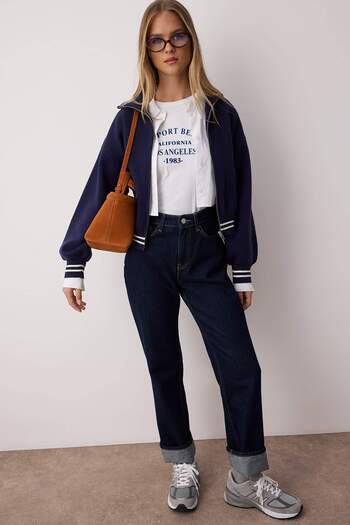 Trendyol Collection Navy Blue Premium Yarn/Special Yarn Zipper Coat Look Knitwear Cardigan Twoaw26Hi00133