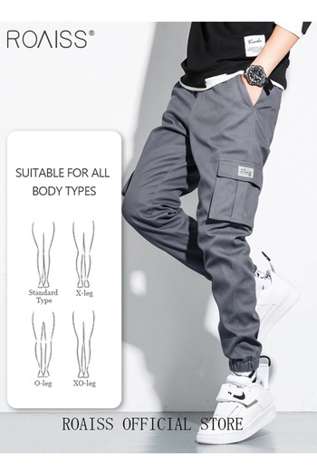 ROAISS Men's Cargo Pants Casual Pants with Elastic Drawstring