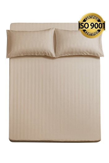 Master Home Textile King Microfiber Sheet Set, King Size 3 Pieces, Hotel Stripes design