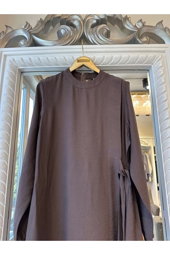 Invee Women's Dress with Tie Waist Brown