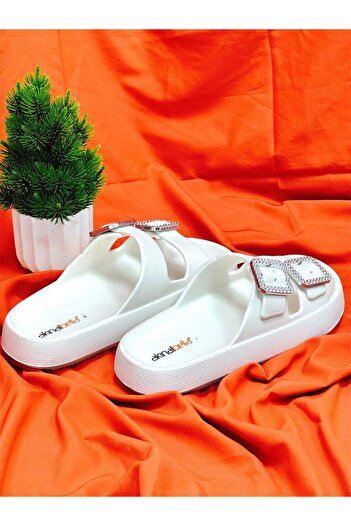 Akınal Bella Akinal Bella E282 Color White Slippers Women's Double Buckle Daily Orthopedic Slippers