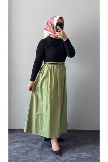 ALYAM BUTİK Poplin Standard Size Long Skirt with Pockets