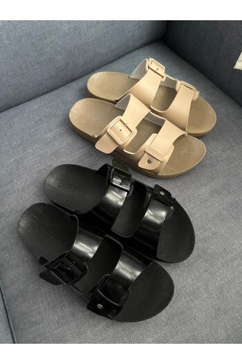 Minamoda Gezer Women's Double Buckle Slippers Set of 2 Adjustable Soft Sole Women's Slippers