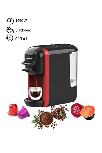 sonashi 3 in 1 Multifunction Espresso Coffee Machine - with 600ML Detachable Water Tank, 3 Adaptors 1450W