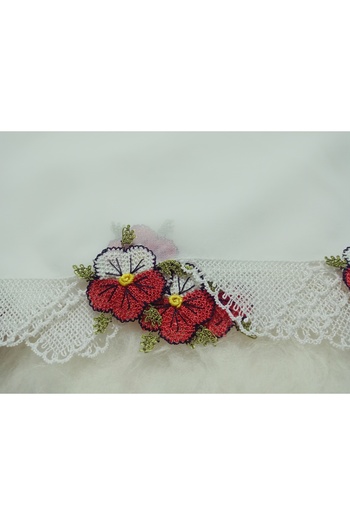hoaryage Hand Made Heavy Needle Embroidered Prayer Cover, Mevlüt Hijab, Imam Wedding Cover Crepe Fabric