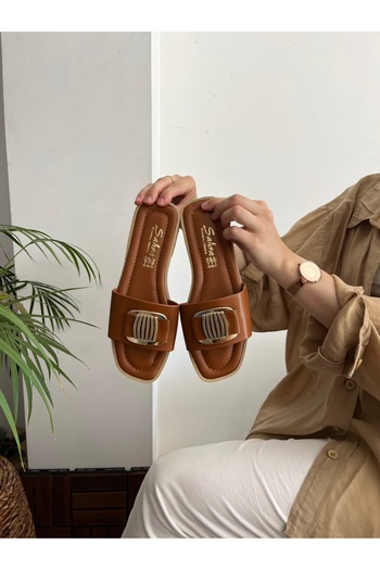 Behtah Kundura Women's Summer Buckle Detailed Women's Slippers Sandals Comfortable Light Sole