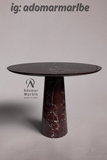 adomarmarblehandmadeandluxury Vişne Mermer Masa, Yuvarlak Menekşe Masa, Özel Ölçü, Elazığ Vişne Mermer