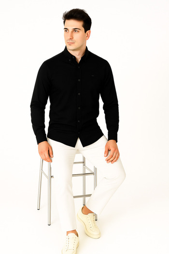 Artı1 Slim Fit Long Sleeve Easy-Iron Sweat-Absorbing Breathable Texture Four Seasons Men's Shirt