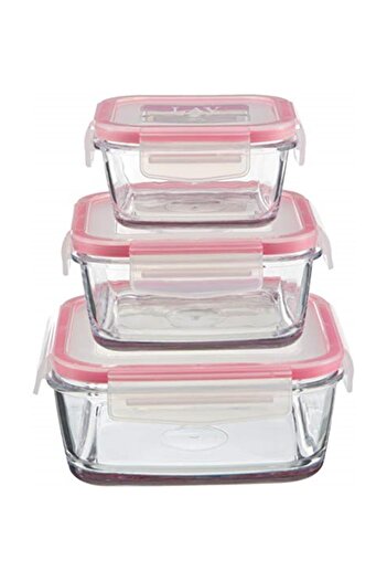 Benca Mutfak Brand: Lv-Frescos1 Fresco 3-Piece Glass Storage Container Set, Microwave Oven Compatible & Lock