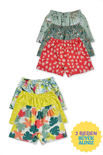 MK Mukko Kids Set de 6 boxer din bumbac pentru fete, lenjerie colorată și cu modele