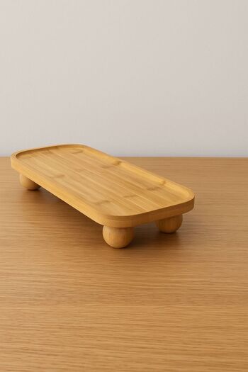 ERKUGO Rectangular Hollow Stand with Bamboo Ball Feet, Bamboo Presentation Stand (15X35Cm)
