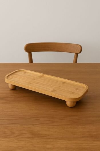 ERKUGO Rectangular Hollow Stand with Bamboo Ball Feet, Bamboo Presentation Stand (15X35Cm)
